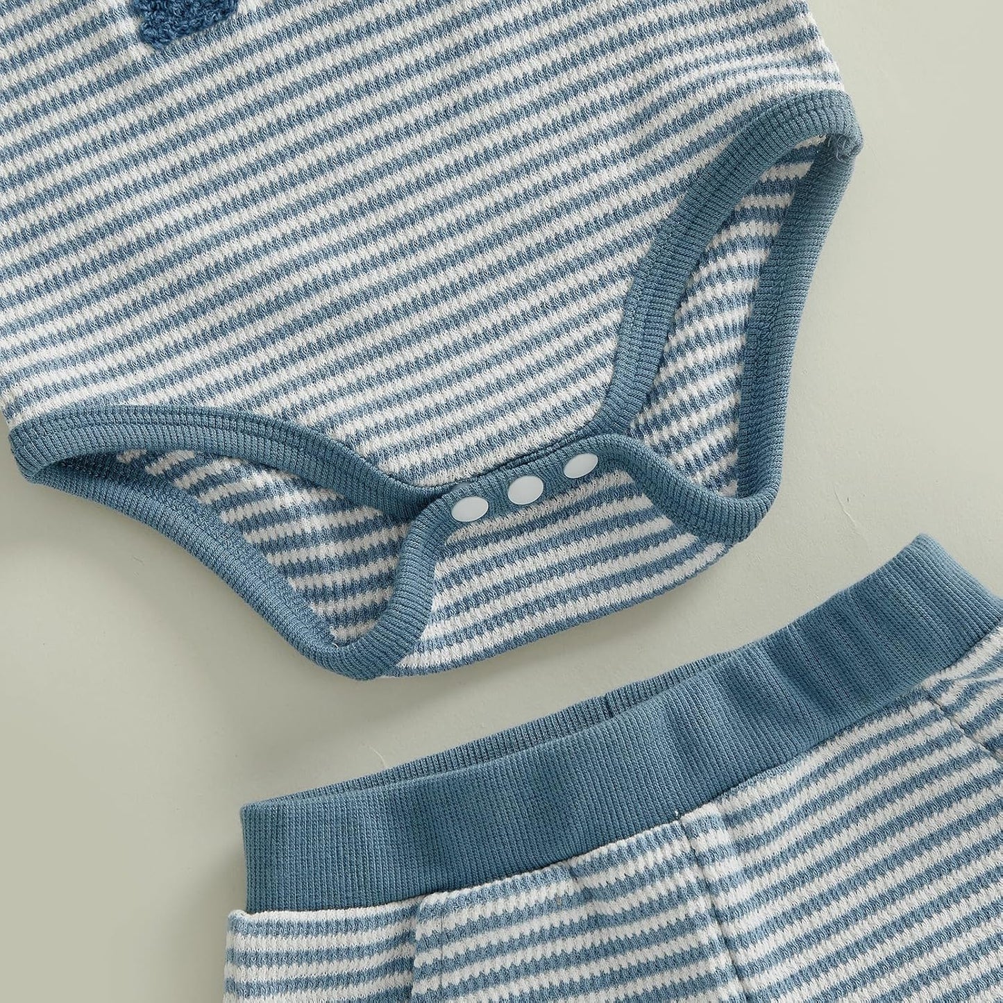Mamas Boy Baby Clothes​ Summer Newborn 3 6 9 12 Months Striped Waffle Knit Short Sleeve Romper Shorts Set Outfit