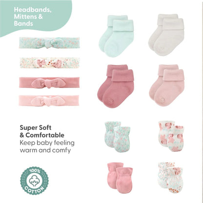 16-Piece Baby Layette Newborn Clothing Gift Set for 6 to 9 Months, Floral Elephant
