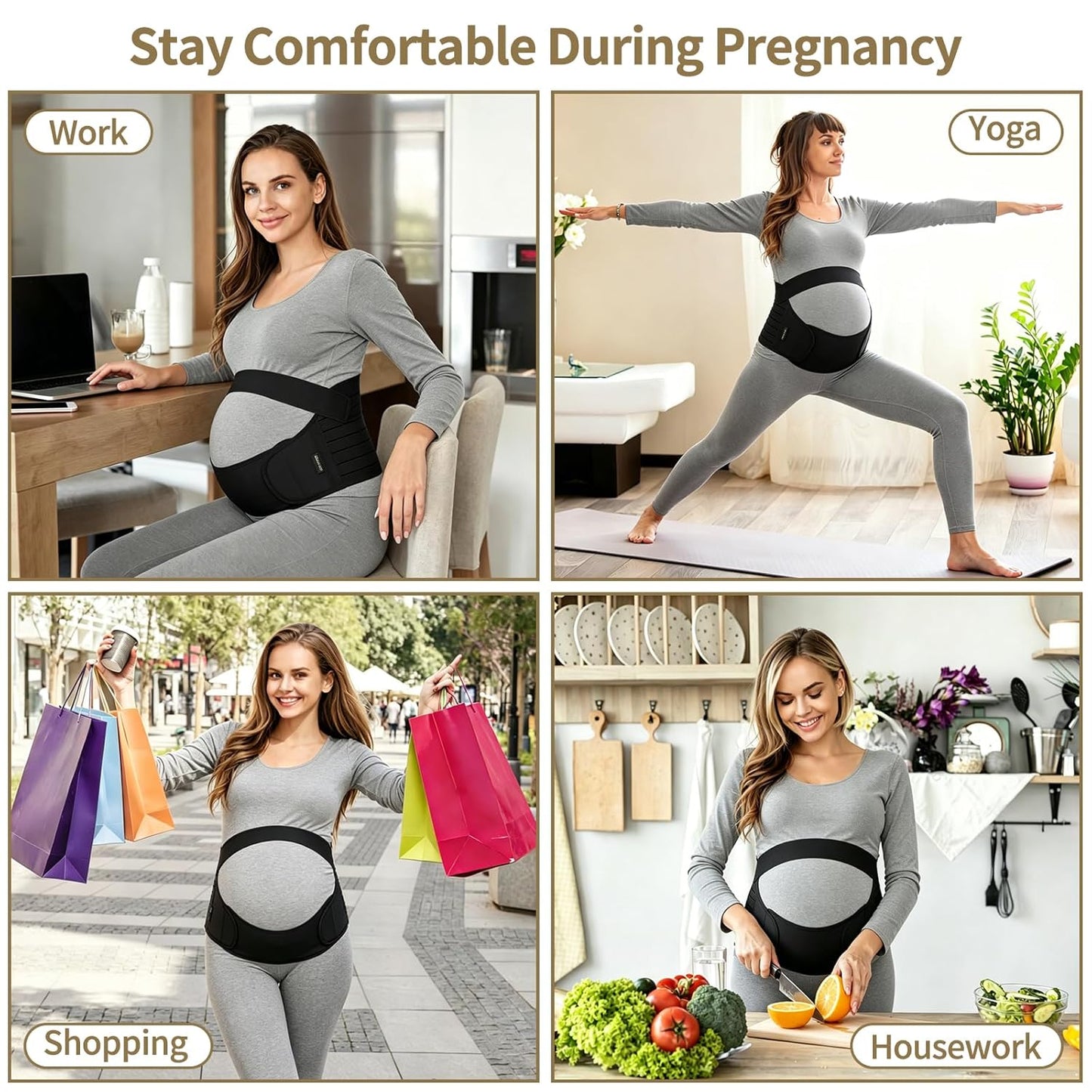 Maternity Belt Pregnancy Belly Band 3 in 1 Maternity Support Belt for Pregnant Back/Pelvic/Hip Pain, Maternity Band Belly Support for Pregnancy (Black, XL)