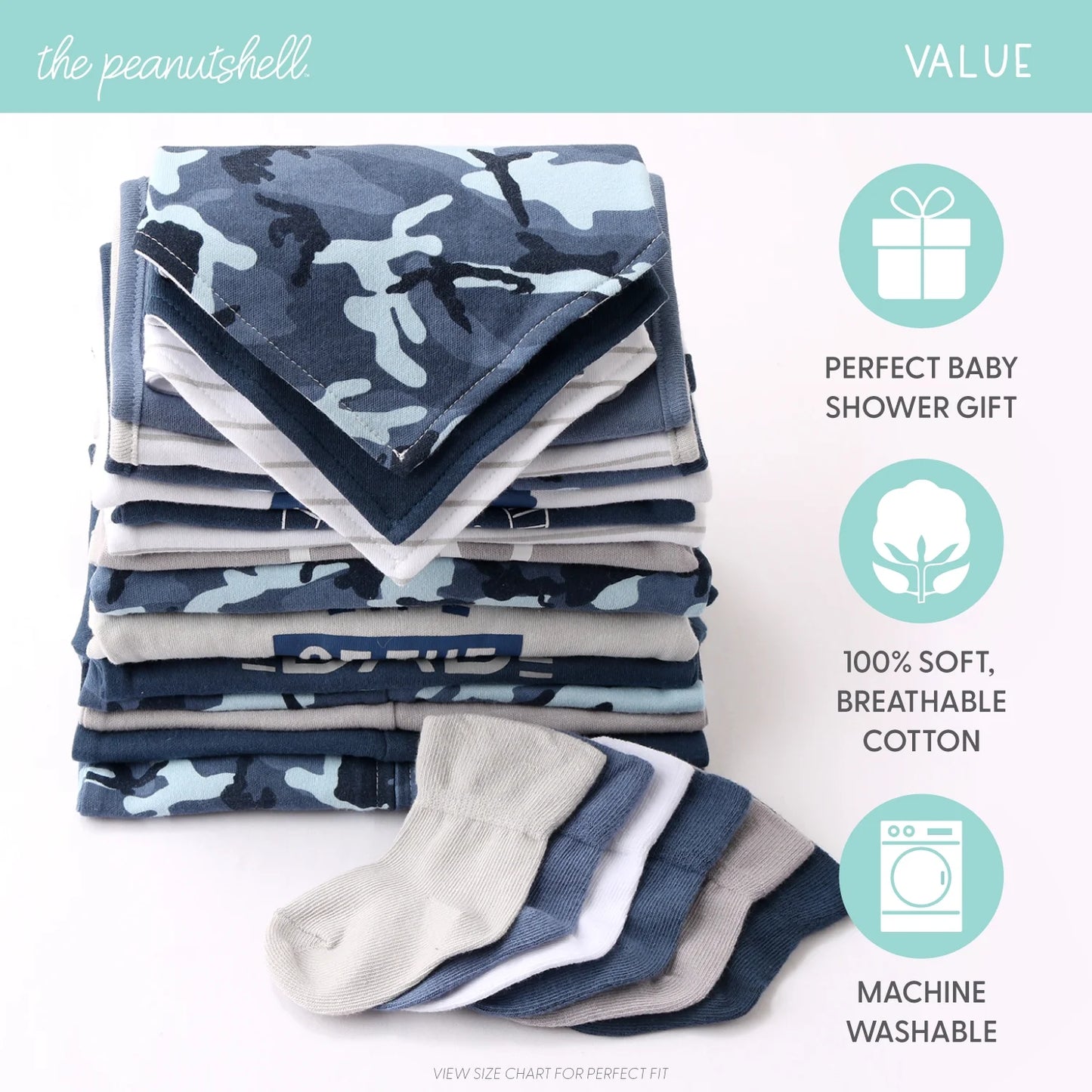 Blue Camo Layette Baby Clothes Set for Baby Boys with Baby Blanket, 12-18 Months, 23 Piece