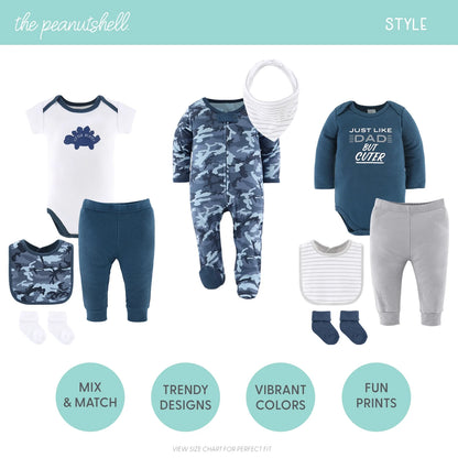 Blue Camo Layette Baby Clothes Set for Baby Boys with Baby Blanket, 12-18 Months, 23 Piece