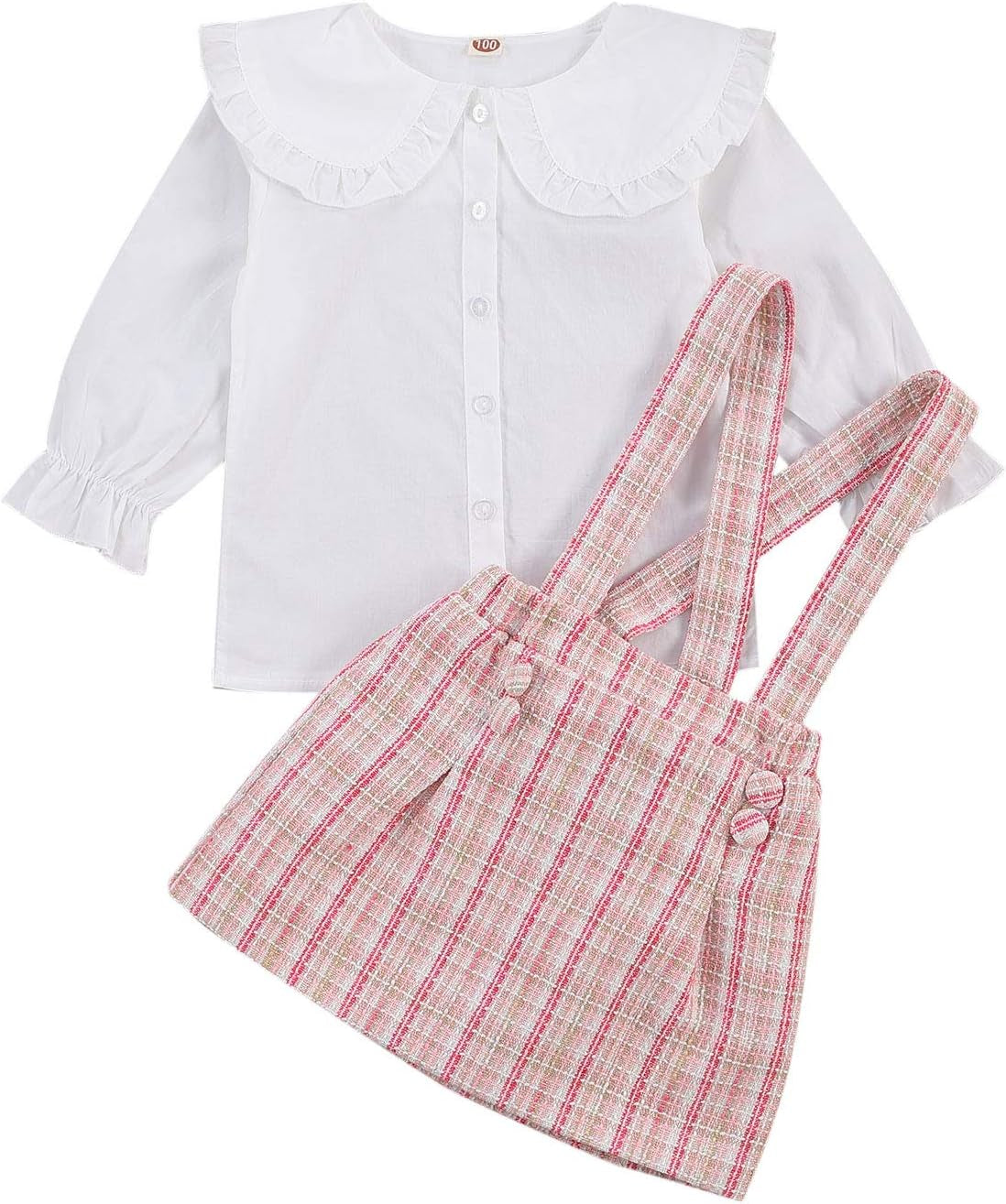 Toddler Baby Girl Fall Winter Clothes Turtleneck Solid Knit Pullover Tops Plaid Button Mini Skirts Set Outfits