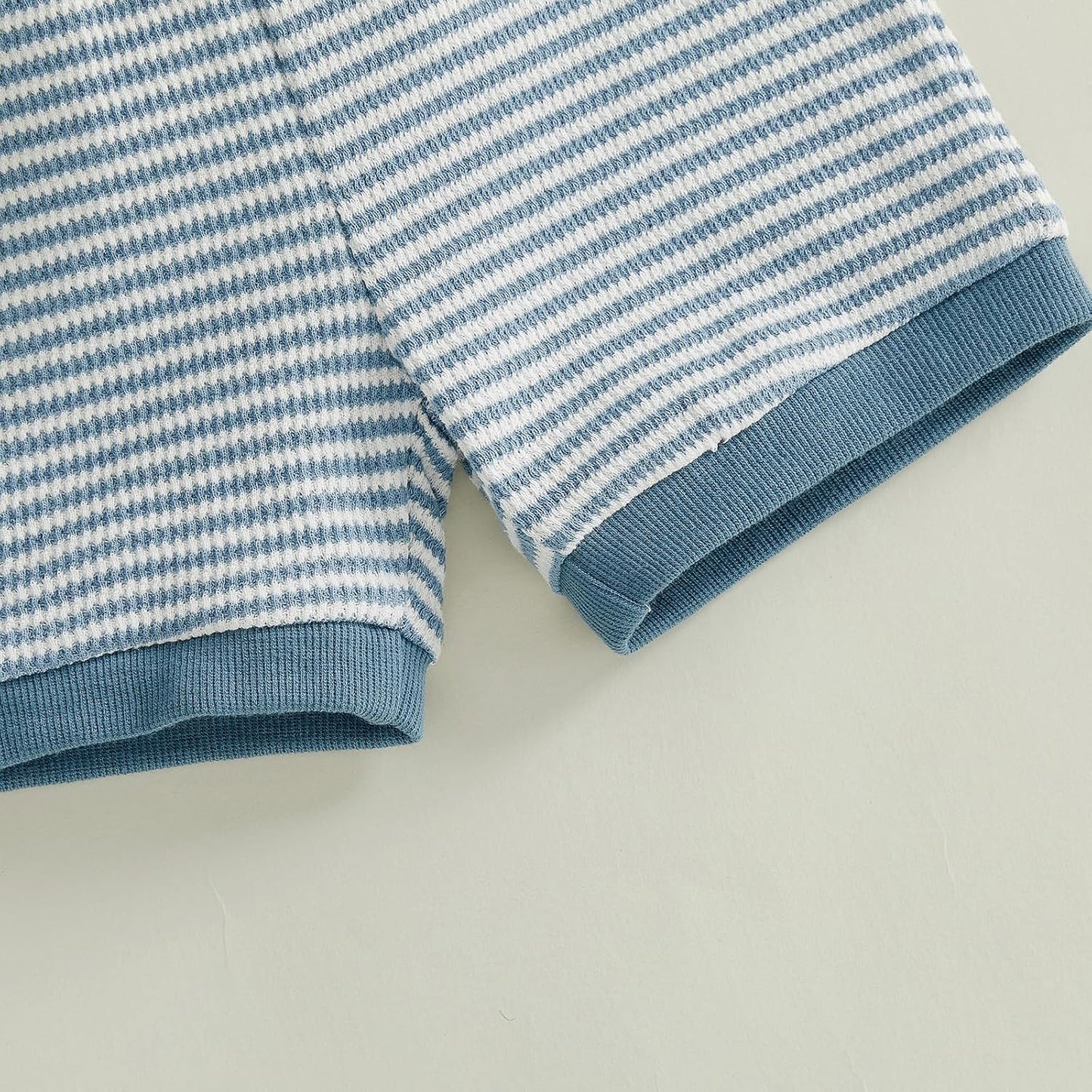 Mamas Boy Baby Clothes​ Summer Newborn 3 6 9 12 Months Striped Waffle Knit Short Sleeve Romper Shorts Set Outfit