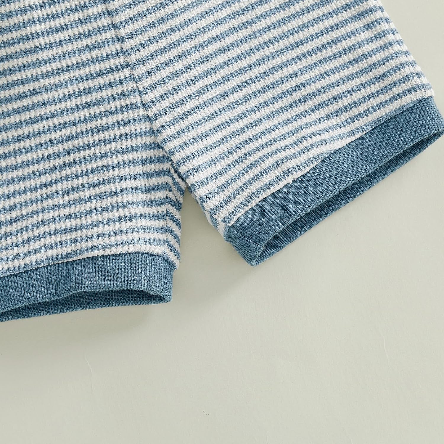 Mamas Boy Baby Clothes​ Summer Newborn 3 6 9 12 Months Striped Waffle Knit Short Sleeve Romper Shorts Set Outfit