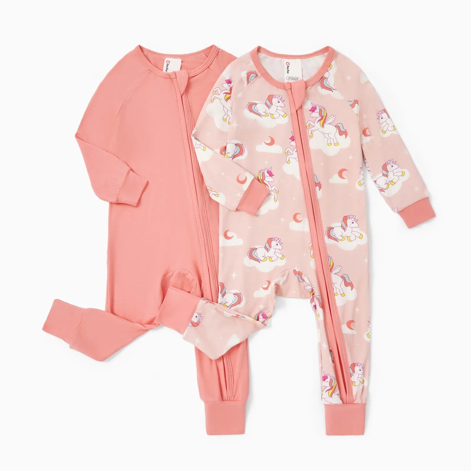 Baby Clothes for Girl Viscose from Bamboo Snug Fit Footless Zip Bodysuits Sleep N Play Pajamas for Newborn Baby Girl Gifts Pink Sleeper 2Pack,6-9 Months