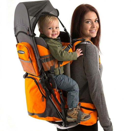 Hiking Baby Carrier Backpack - Comfortable Toddler/Baby Backpack Carrier System with Diaper Change Pad, Insulated Pocket + Rain and Sun Hood to Protect Your Child