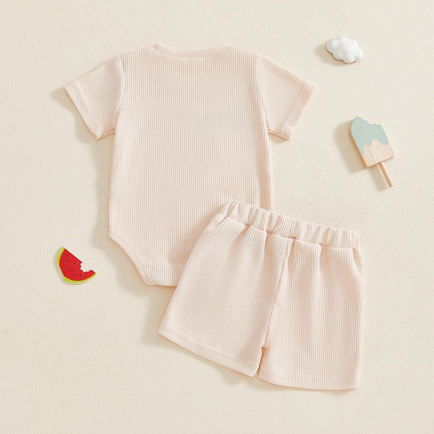 Baby Boy Clothes 3 6 12 18 Months Summer Outfit Baseball Embroidery Waffle Short Sleeve Romper & Shorts Set