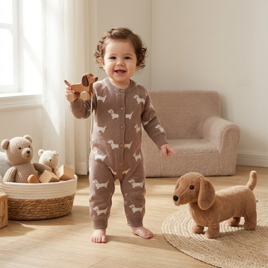 SnugTale – Cartoon Knit Sweater Jumpsuit for Babies & Toddlers