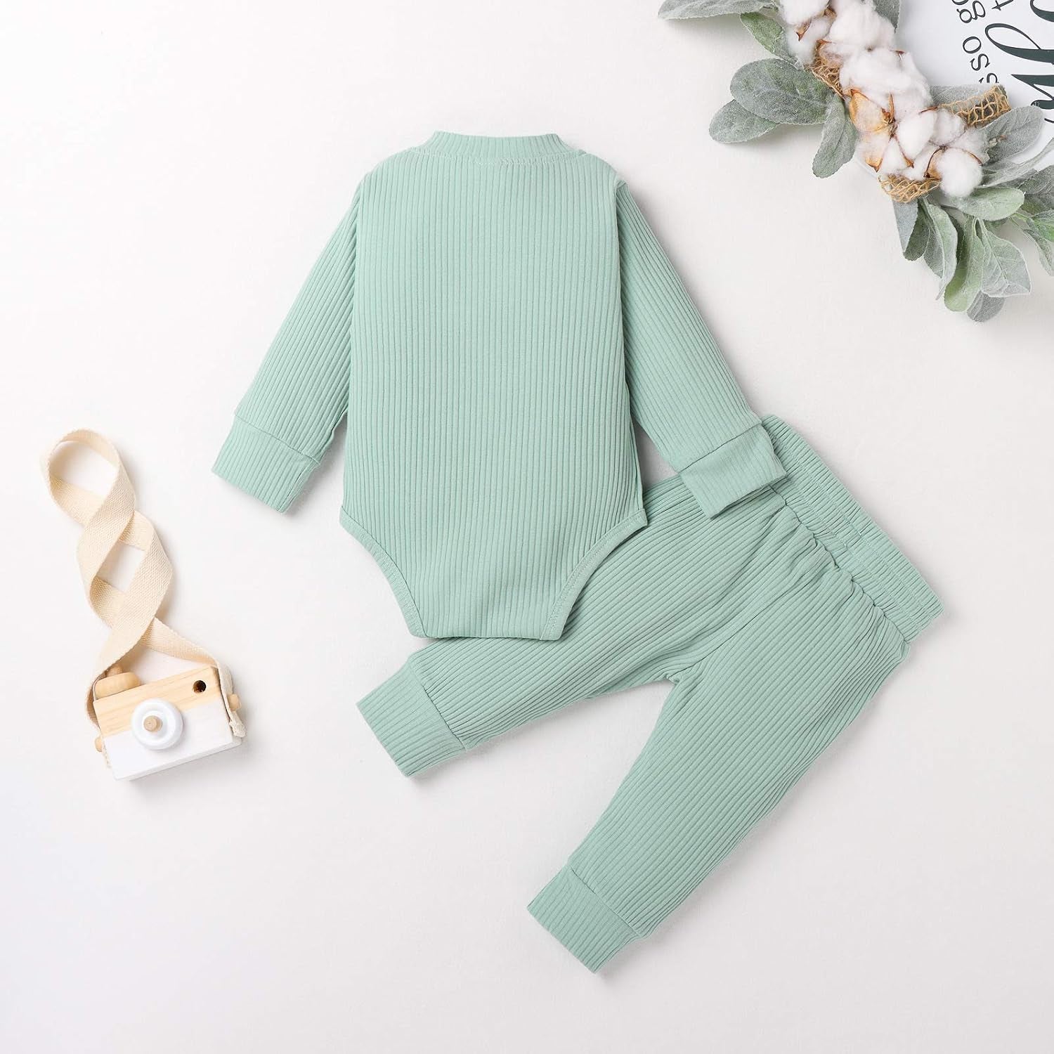 Newborn Baby Boy Fall Clothes 3 6 12 18 24 Months Outfits Long Sleeve Knitted Cotton Romper & Pants Infant Winter Sets