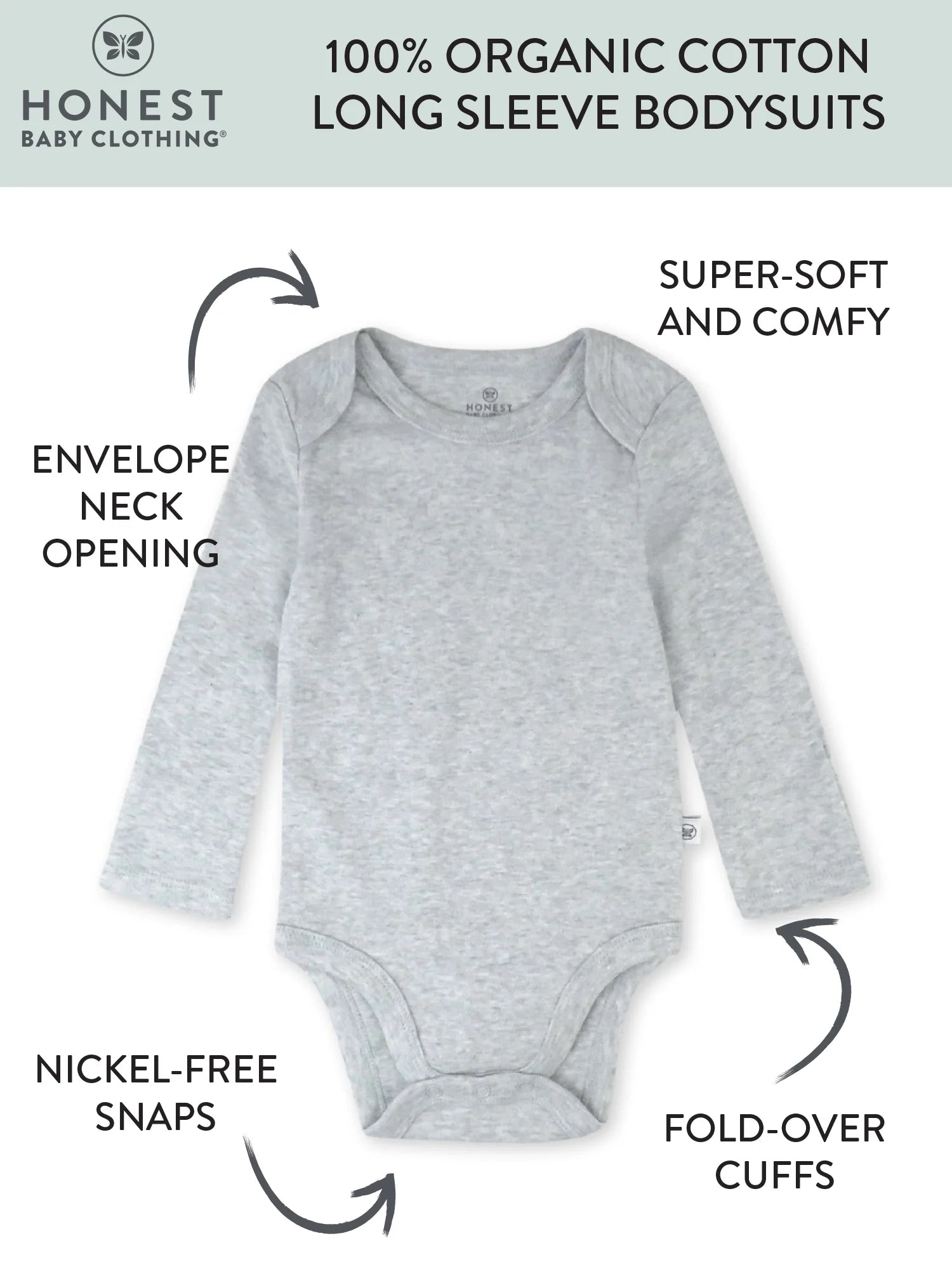 Baby Boy or Girl Gender Neutral Organic Cotton Long Sleeve Bodysuits, 8 Pack (Newborn-24 Months)