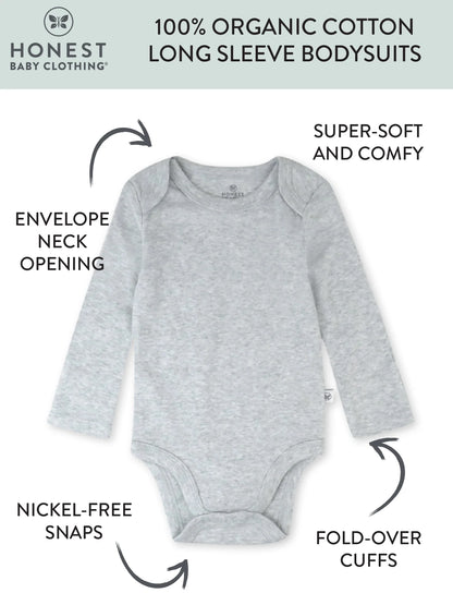 Baby Boy or Girl Gender Neutral Organic Cotton Long Sleeve Bodysuits, 8 Pack (Newborn-24 Months)