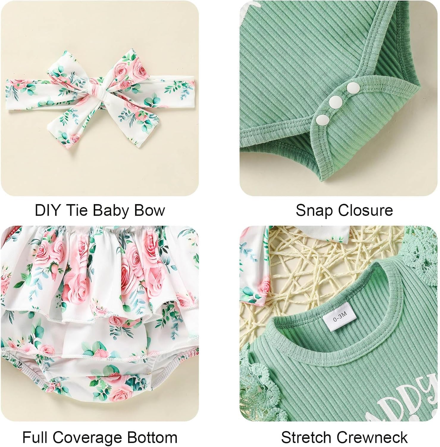 Newborn Baby Girl Clothes Infant Ruffles Romper Shorts Set Floral Summer Outfits Cute Baby Clothes Girl