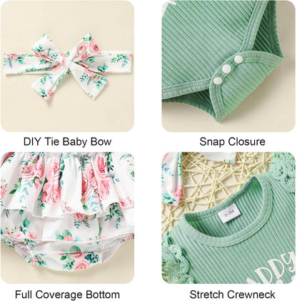 Newborn Baby Girl Clothes Infant Ruffles Romper Shorts Set Floral Summer Outfits Cute Baby Clothes Girl
