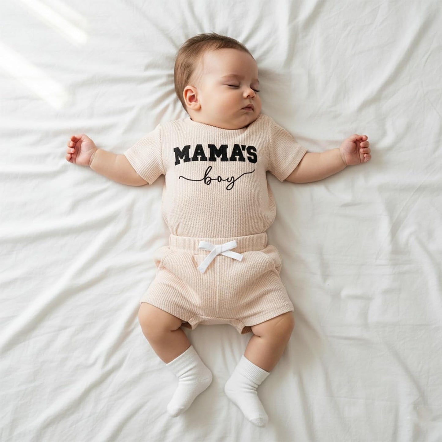 Baby Boy Clothes 3 6 12 18 Months Summer Outfit Baseball Embroidery Waffle Short Sleeve Romper & Shorts Set