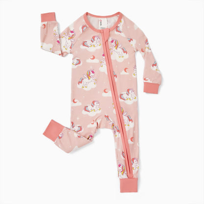 Baby Clothes for Girl Viscose from Bamboo Snug Fit Footless Zip Bodysuits Sleep N Play Pajamas for Newborn Baby Girl Gifts Pink Sleeper 2Pack,6-9 Months
