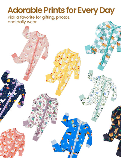Baby Clothes for Girl Viscose from Bamboo Snug Fit Footless Zip Bodysuits Sleep N Play Pajamas for Newborn Baby Girl Gifts Pink Sleeper 2Pack,6-9 Months