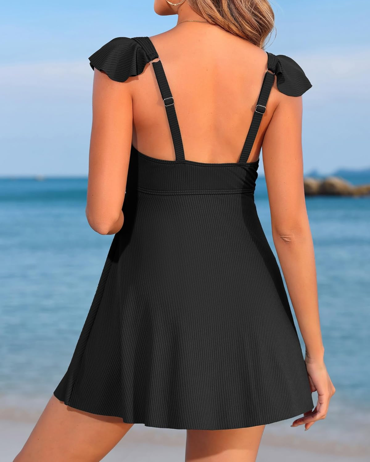Ruffle Ribbed Maternity Swimsuit One Piece Cutout Pregnancy Bathing Suits Push up Twisted Swimwear Swim Dress