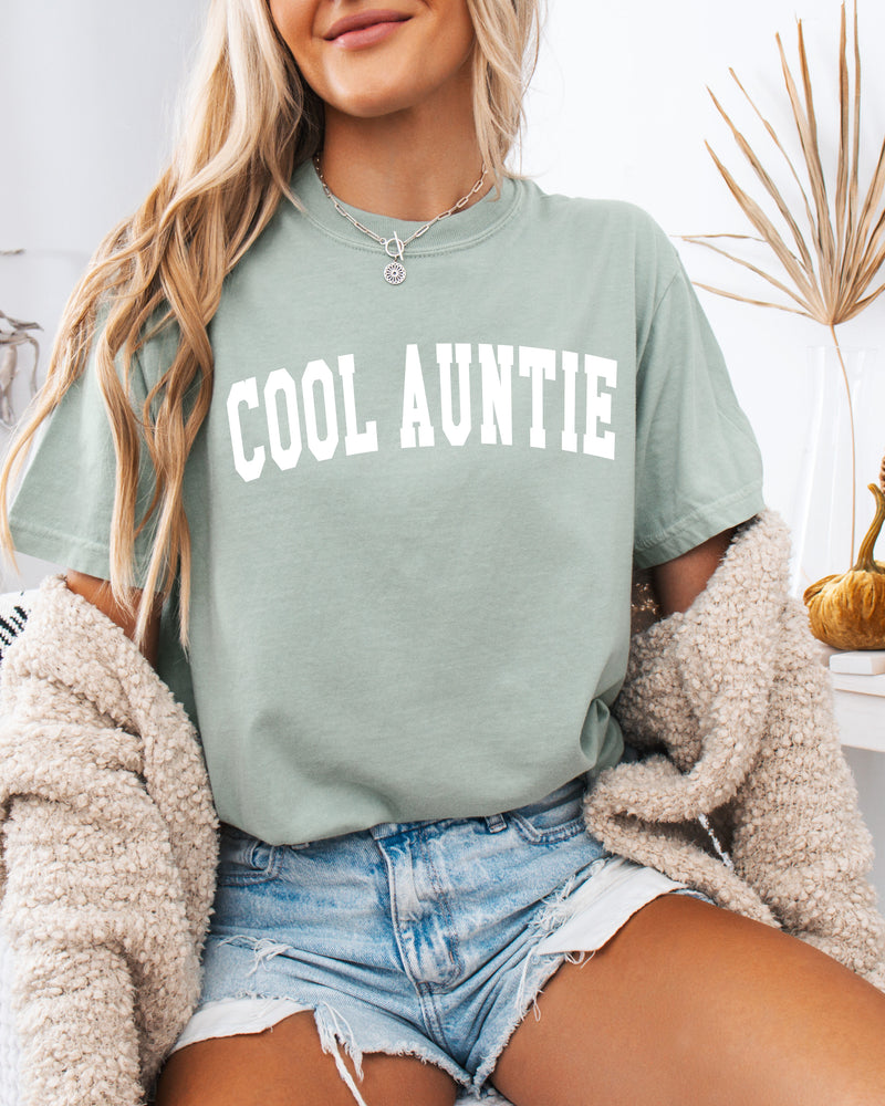 Cool Auntie Comfort Colors Graphic Tees (High School Font)