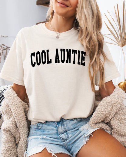 Cool Auntie Comfort Colors Graphic Tees (High School Font)