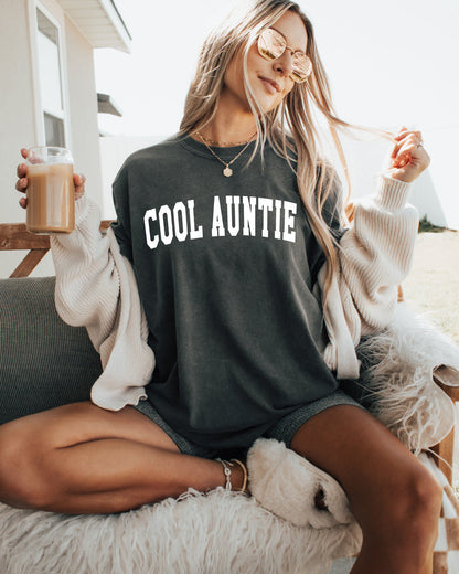 Cool Auntie Comfort Colors Graphic Tees (High School Font)