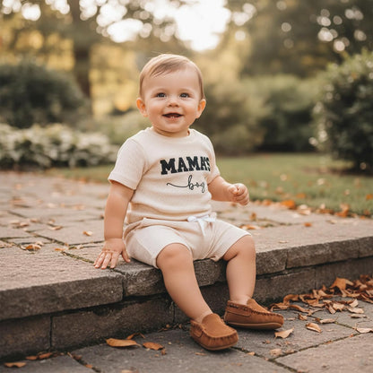 Baby Boy Clothes 3 6 12 18 Months Summer Outfit Baseball Embroidery Waffle Short Sleeve Romper & Shorts Set