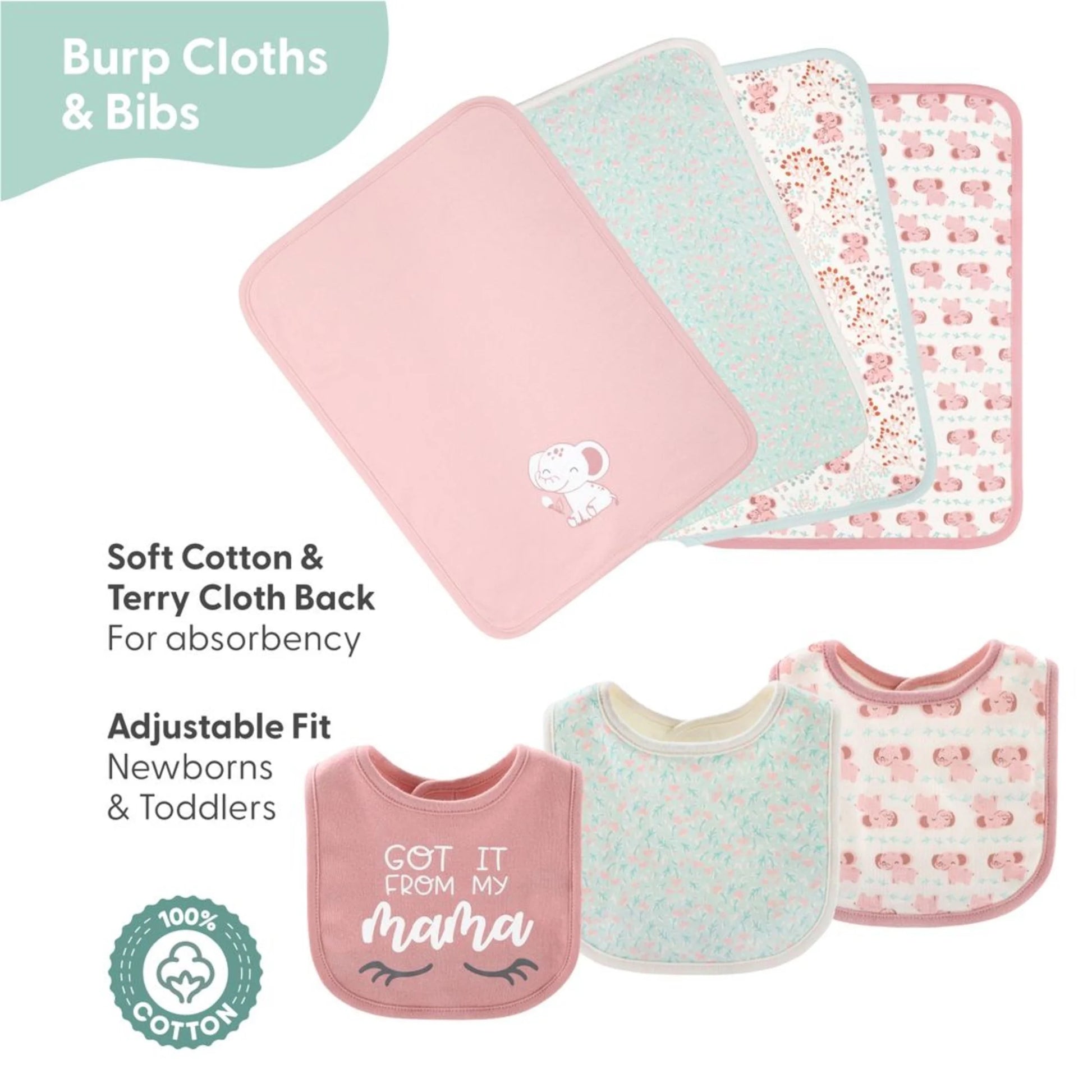 16-Piece Baby Layette Newborn Clothing Gift Set for 6 to 9 Months, Floral Elephant