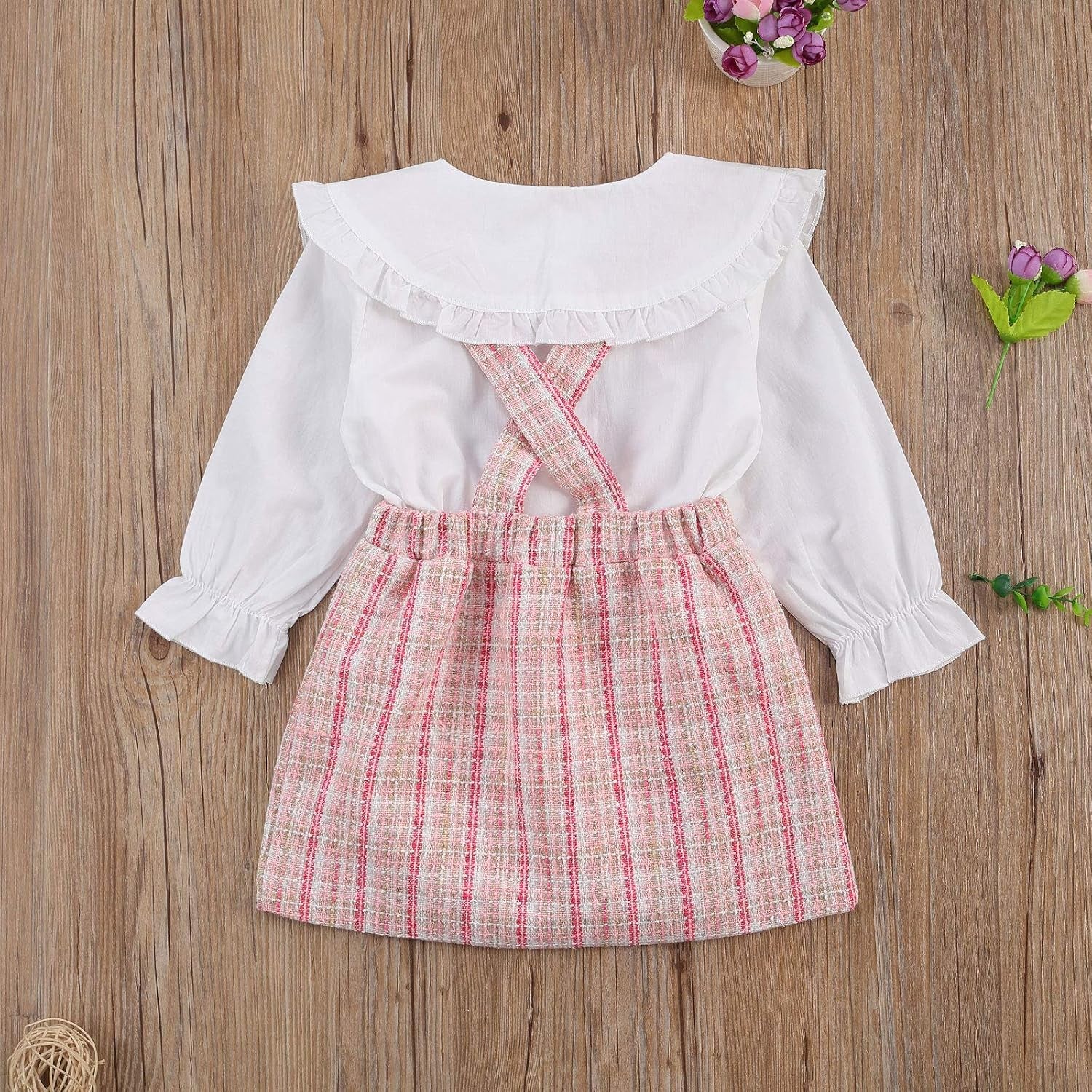 Toddler Baby Girl Fall Winter Clothes Turtleneck Solid Knit Pullover Tops Plaid Button Mini Skirts Set Outfits