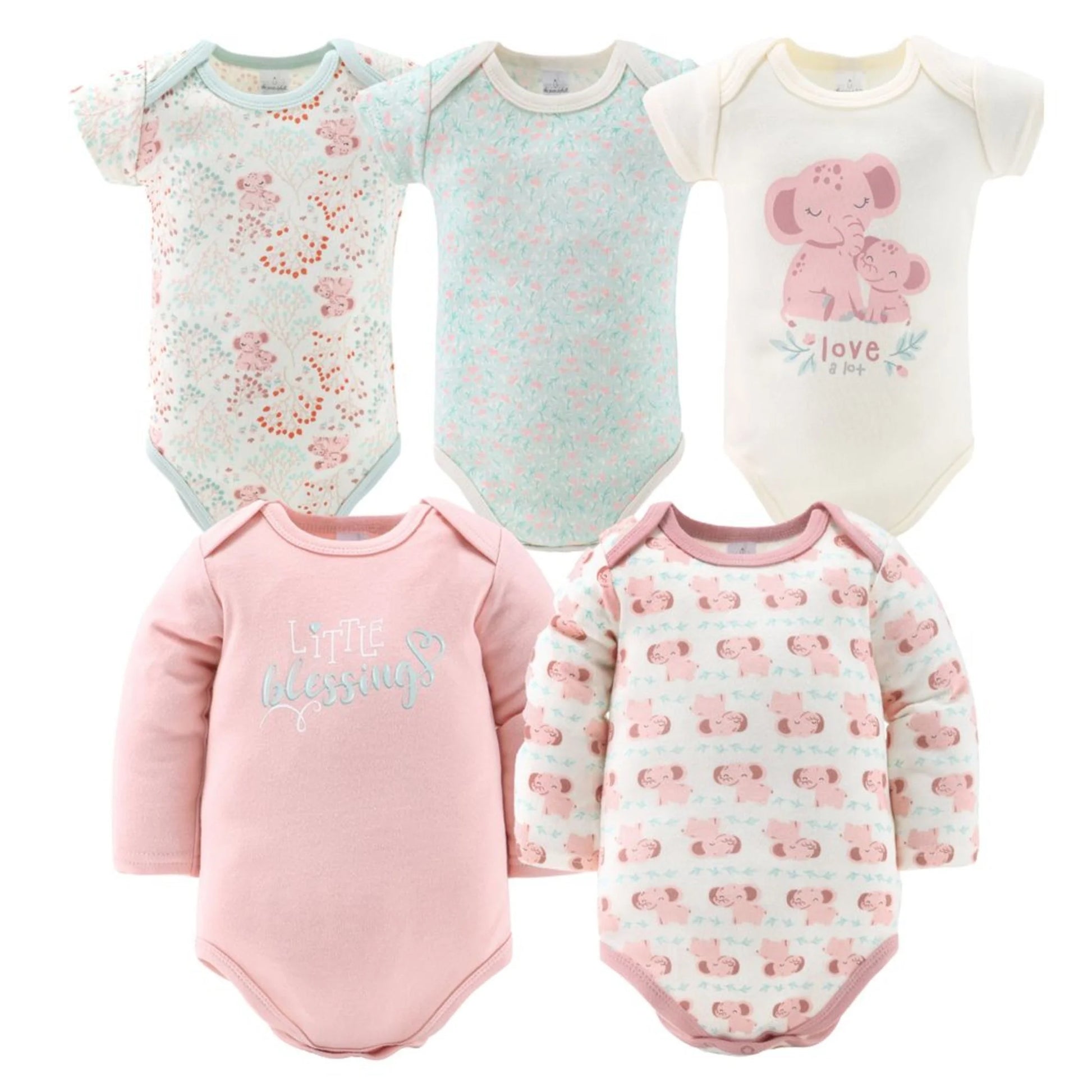 16-Piece Baby Layette Newborn Clothing Gift Set for 6 to 9 Months, Floral Elephant