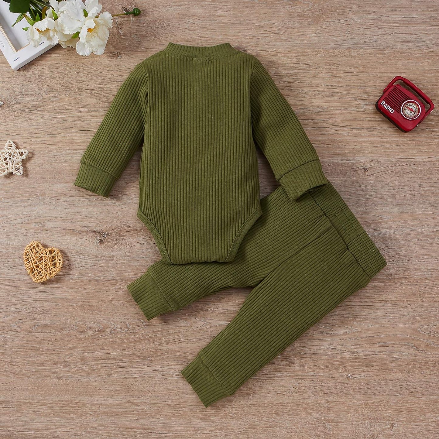 Newborn Baby Boy Fall Clothes 3 6 12 18 24 Months Outfits Long Sleeve Knitted Cotton Romper & Pants Infant Winter Sets