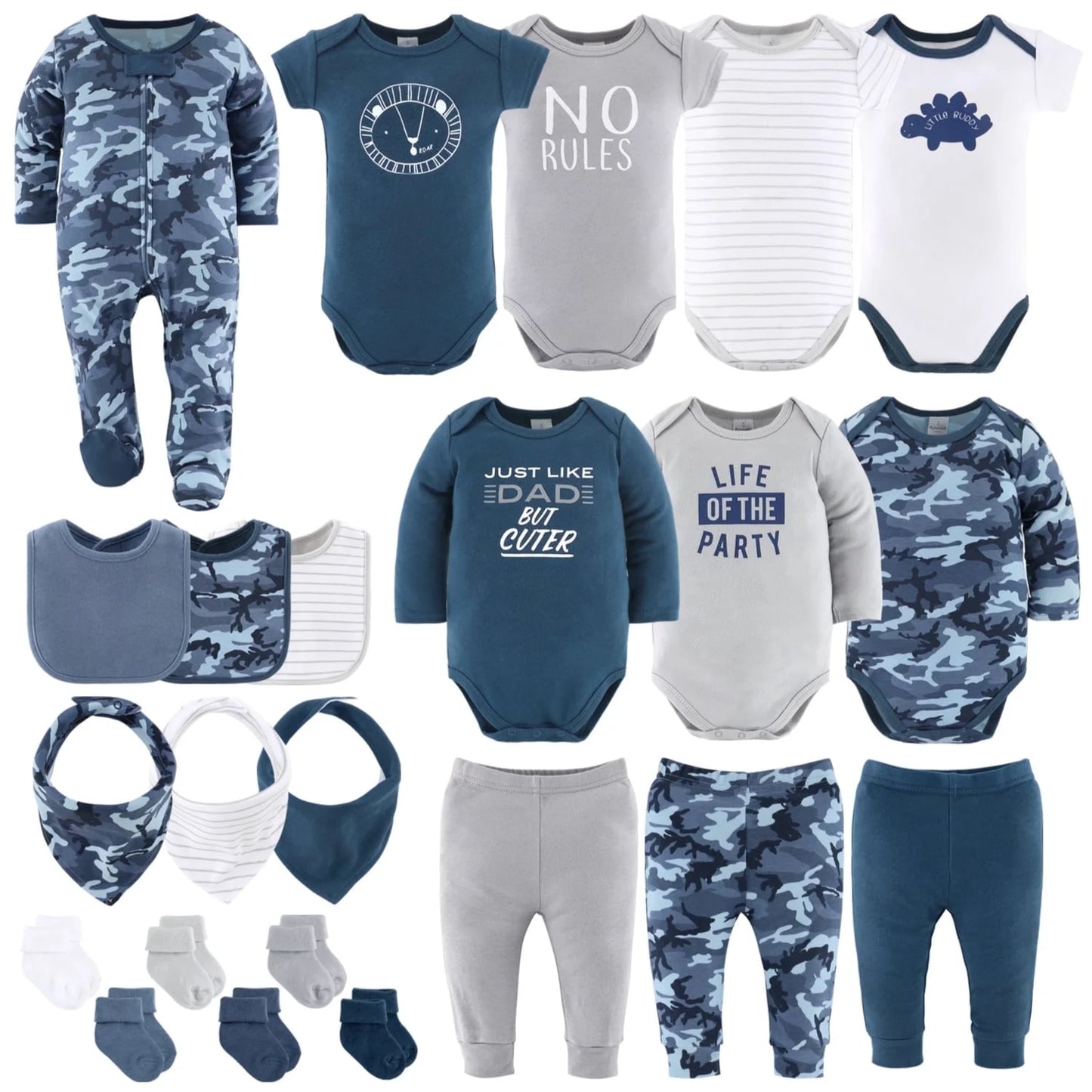 Blue Camo Layette Baby Clothes Set for Baby Boys with Baby Blanket, 12-18 Months, 23 Piece