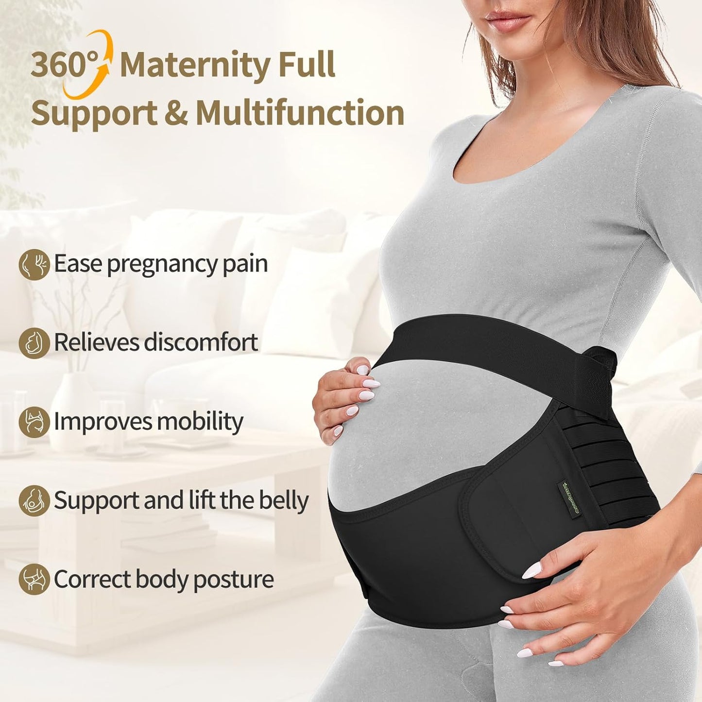 Maternity Belt Pregnancy Belly Band 3 in 1 Maternity Support Belt for Pregnant Back/Pelvic/Hip Pain, Maternity Band Belly Support for Pregnancy (Black, XL)