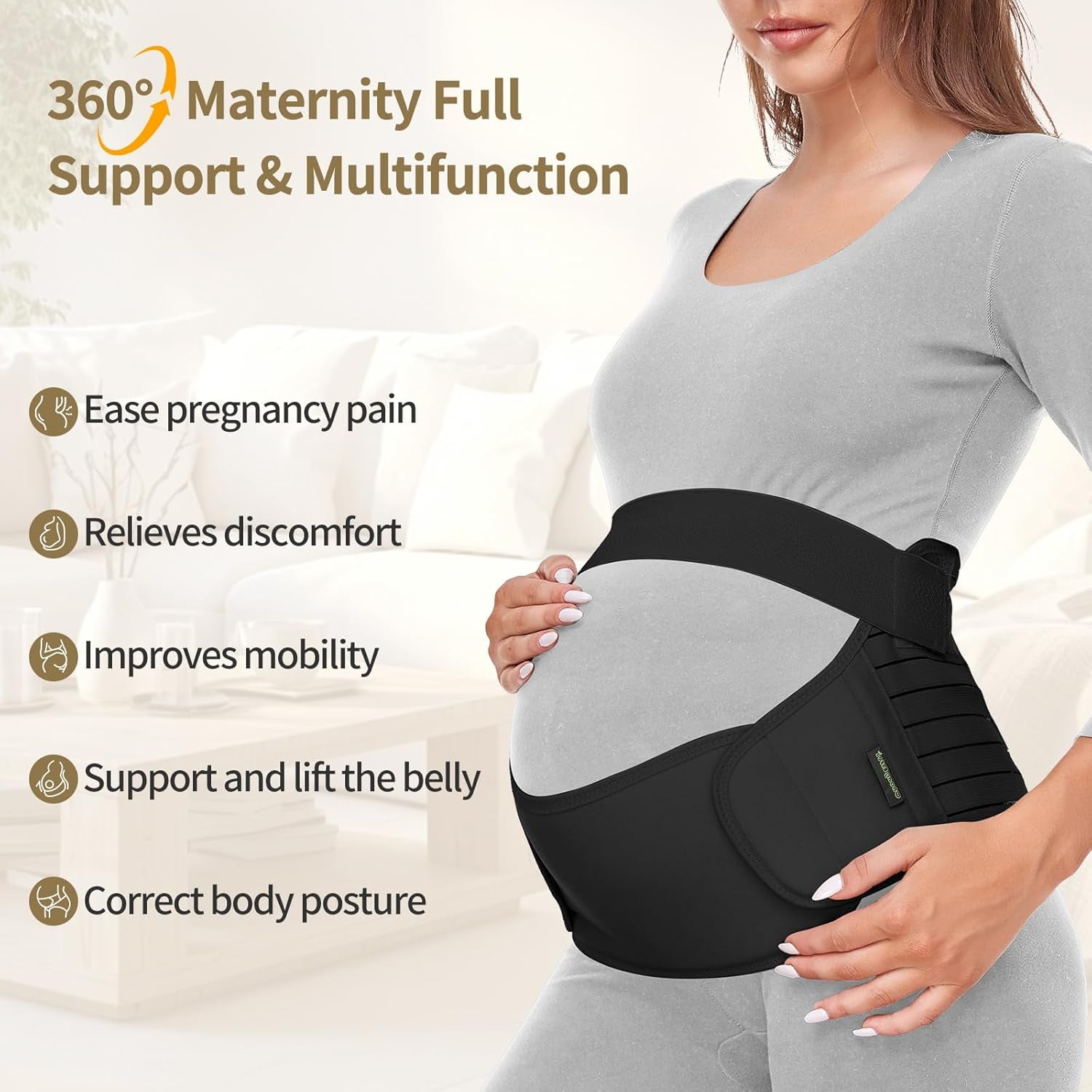 Maternity Belt Pregnancy Belly Band 3 in 1 Maternity Support Belt for Pregnant Back/Pelvic/Hip Pain, Maternity Band Belly Support for Pregnancy (Black, XL)