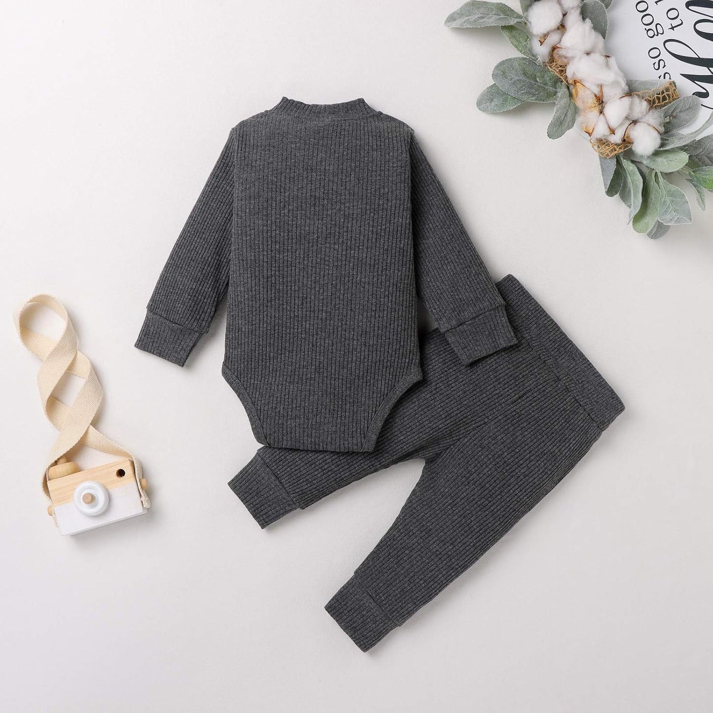 Newborn Baby Boy Fall Clothes 3 6 12 18 24 Months Outfits Long Sleeve Knitted Cotton Romper & Pants Infant Winter Sets